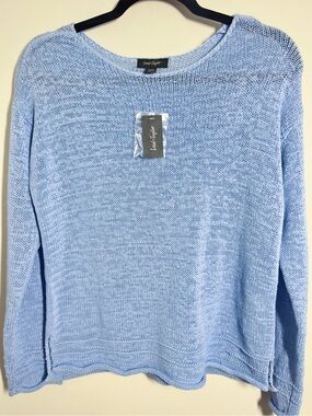 Lord & Taylor Light Blue Crew Neck Knit Sweater